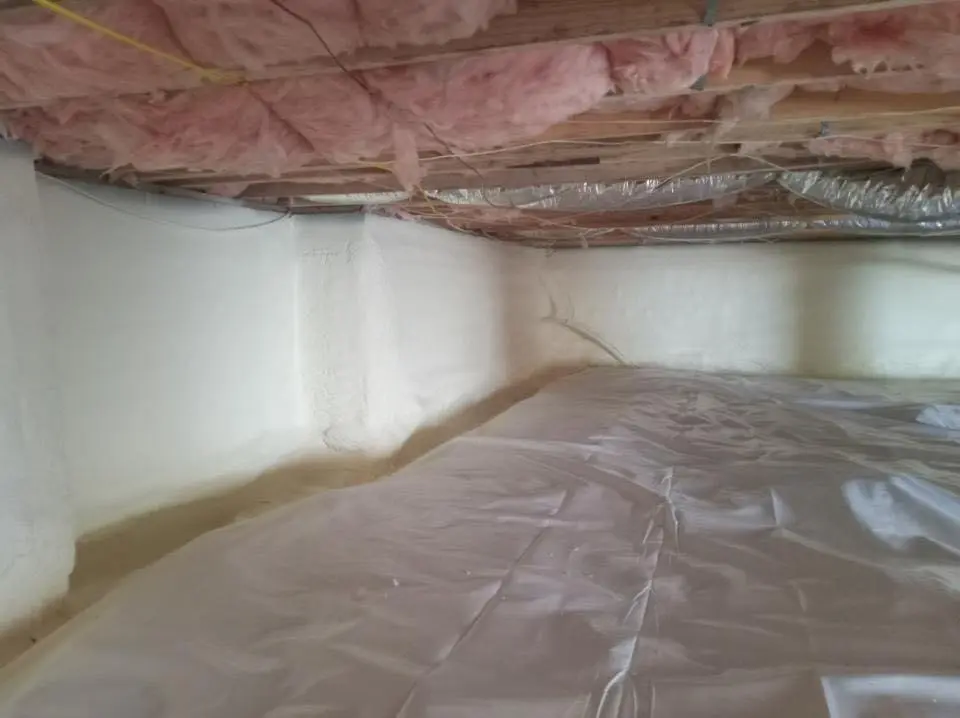 Crawl space encapsulation with closed-cell spray foam for Attic Insulation in Littleton
